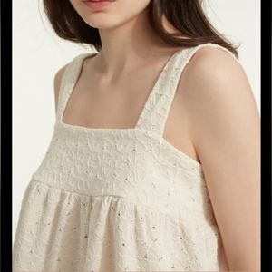 Anden Hud Cream Peplum Floral Eyelet Embroidered Top Sz Medium
